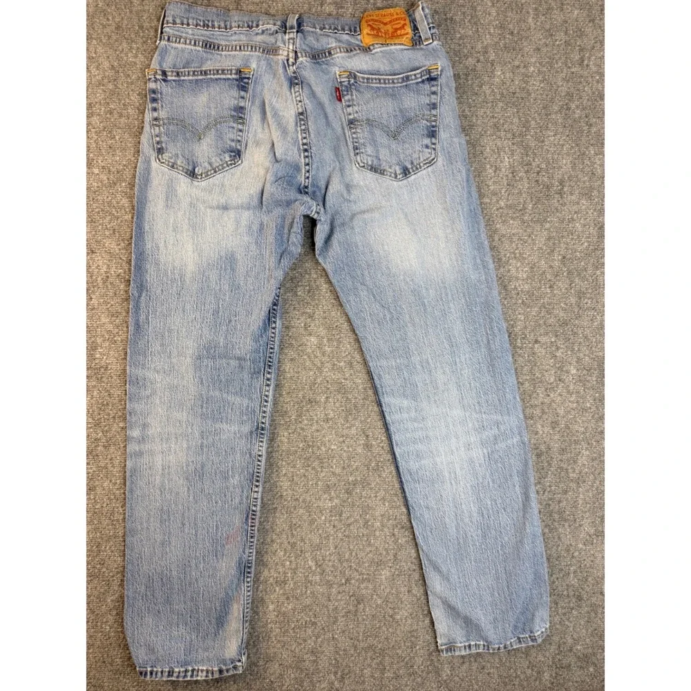 Levis 505 Mens Jeans 32x30 Blue Denim Regular‎ Fit Straight Leg Stained Vintage